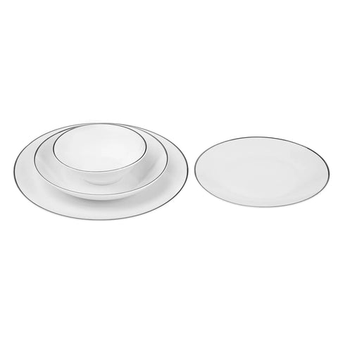 Service de table en porcelaine Karaca Alicia pour 6 personnes, 24 pièces, platine