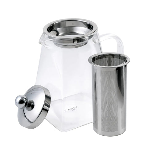 Théière Karaca carrée en verre borosilicate et acier inoxydable, 1 200 ml