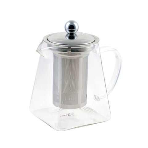 Théière Karaca carrée en verre borosilicate et acier inoxydable, 800 ml