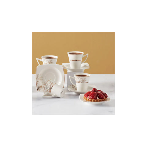 Coffret de tasses à expresso/moka Karaca Autumn en porcelaine pour 6 personnes, 12 pièces