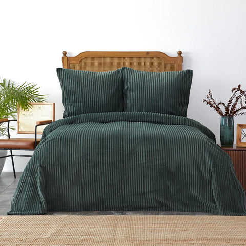 Parure de lit Karaca Home Joena certifiée Oeko-Tex avec couvre-lit doux pour lit double, vert