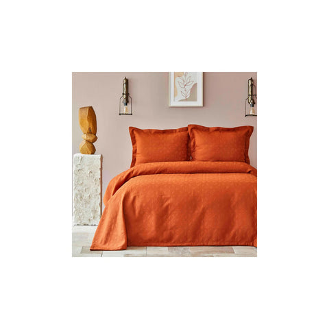 Parure de lit Karaca Home Back To Basic avec couverture pour lit double, orange