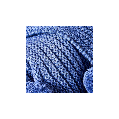 KH JEAN BLUE CABLE KNIT POMPOM THROW THR