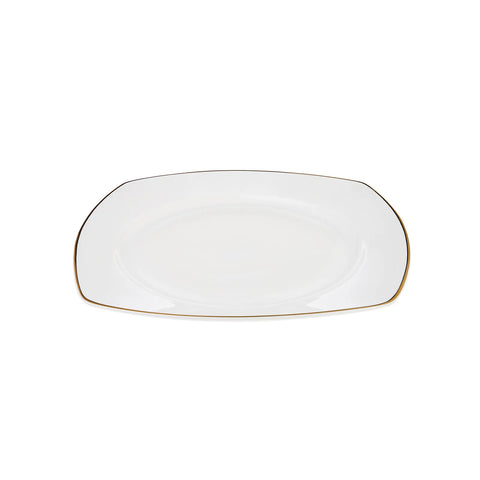 Service de table Karaca Adelia en porcelaine pour 6 personnes, 24 pièces, coins arrondis, doré