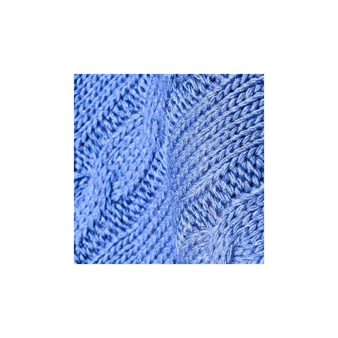 KH JEAN BLUE CABLE KNIT POMPOM THROW THR