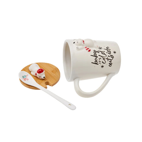 Mug Karaca New Year Polar Bear avec cuillère Np22