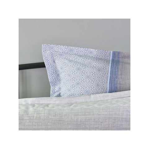 Parure de lit Sarah Anderson Lapis Indigo avec housse de couette et taies d’oreiller en coton pour lit double