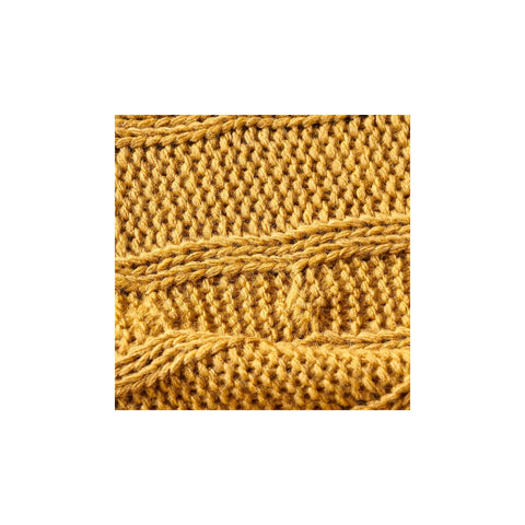 KH OCHRE CABLE KNIT POMPOM THROW THROW