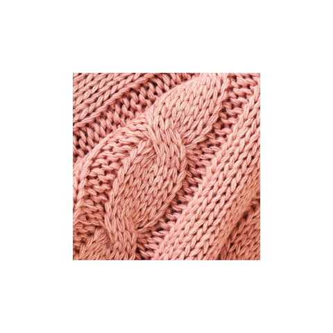 KH POWDER PINK CABLE KNIT POMPOM THROW T