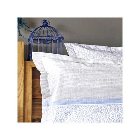 Parure de lit Sarah Anderson Lapis Indigo avec housse de couette et taies d’oreiller en coton pour lit double