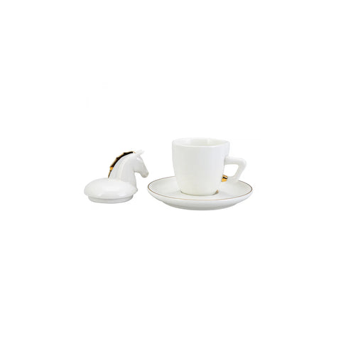 Coffret de tasses à expresso/moka Karaca Horse en porcelaine pour 2 personnes, 4 pièces