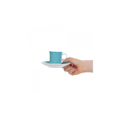 Coffret de tasses à café Abricot Vivi, 6 personnes 70 ml, turquoise  