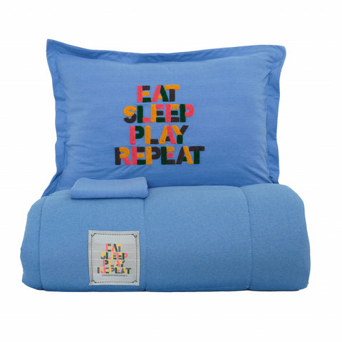 Karaca Home Motto Cotton Comfort Ensemble de Literie Simple, Bleu