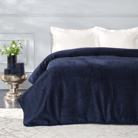 Karaca Home Scala Couverture Double Embossée Bleu Marine