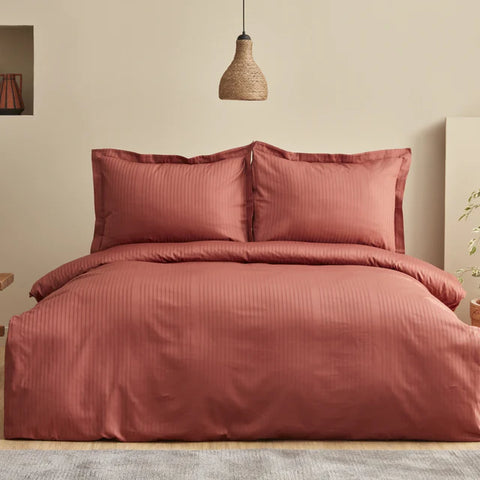 Karaca Home Uniq Ensemble de Couette Satin 100% Coton pour Lit Double Terracotta