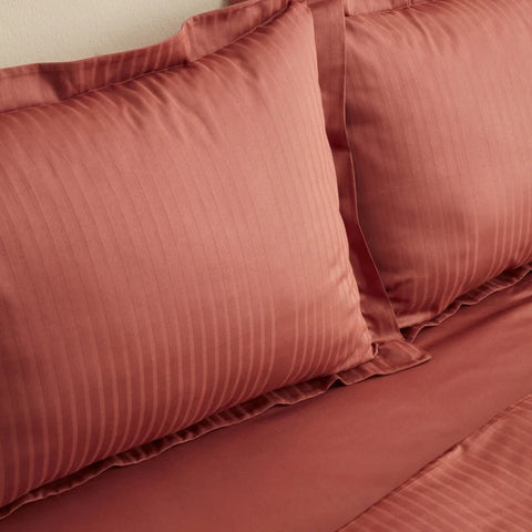 Parure de Lit Simple en Satin Karaca Home Uniq 100 % Coton, Terracotta