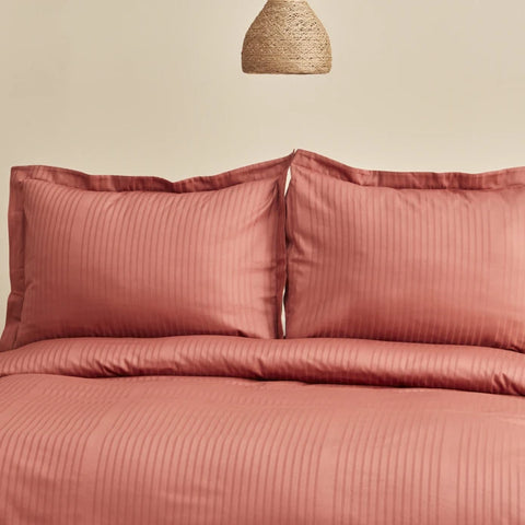 Parure de Lit Simple en Satin Karaca Home Uniq 100 % Coton, Terracotta