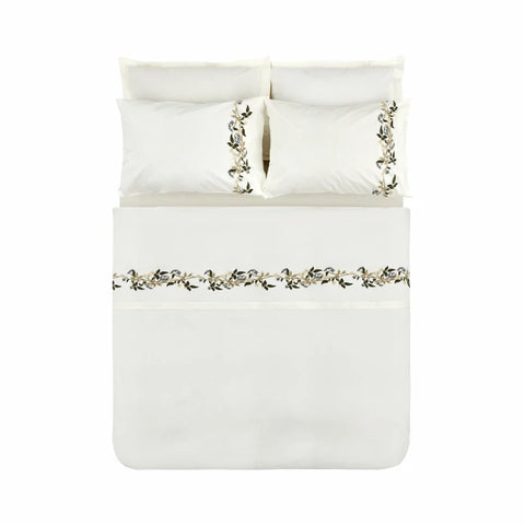 Karaca Home Nancy Housse de Couette 100% Coton Taille Double Brodée Blanc