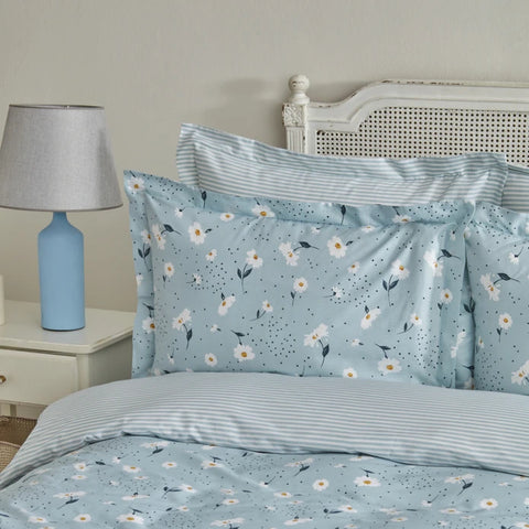 Ensemble de Couette Karaca Home Daisy 100% Coton, Double, Menthe