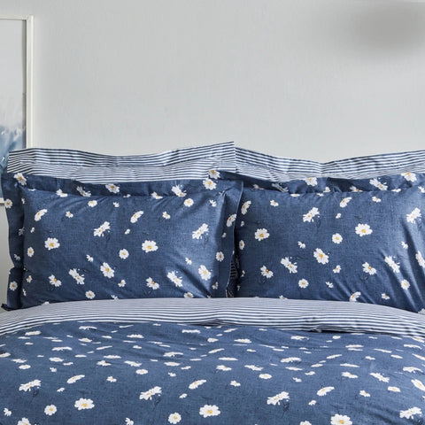 Karaca Home Daisy Housse de Couette 100% Coton Taille Simple Indigo