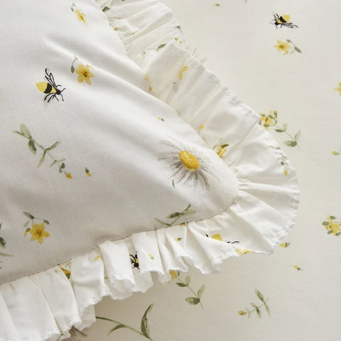 Karaca Home Emma 100% Coton Drap Housse Volant Double Jaune (PP)