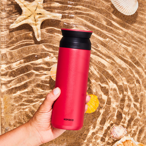 Karaca Rainbow Bouteille Thermos Anti-Fuite En Acier Inoxydable 500 ml Rouge