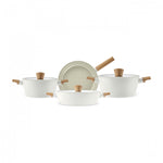 Karaca Swiss Crystal Almond Cream Batterie de Cuisine Induction 7 pièces