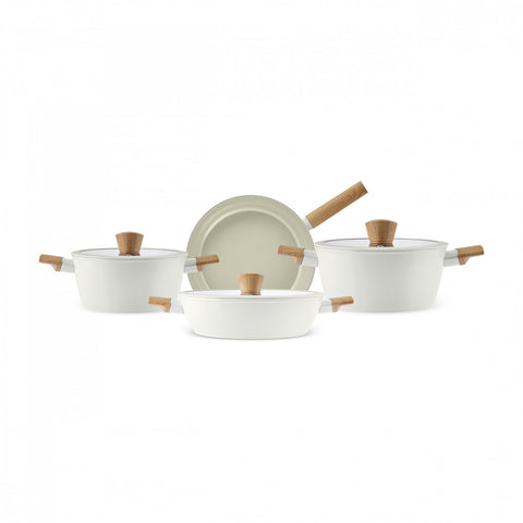 Karaca Swiss Crystal Almond Cream Batterie de Cuisine Induction 7 pièces