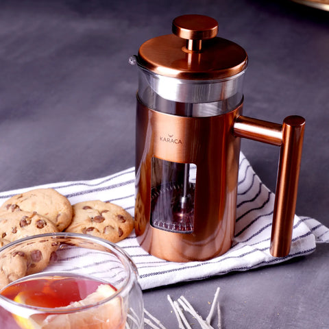 Cafetière à piston Karaca en verre borosilicate et cuivre, 350 ml