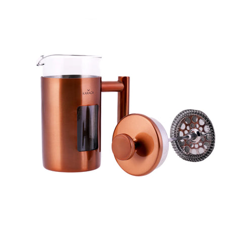 Cafetière à piston Karaca en verre borosilicate et cuivre, 350 ml