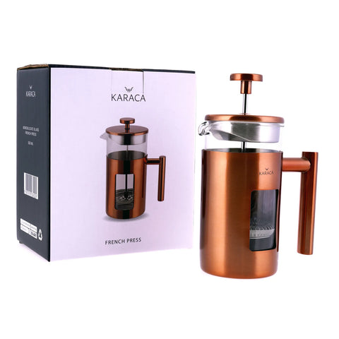 Cafetière à piston Karaca en verre borosilicate et cuivre, 350 ml