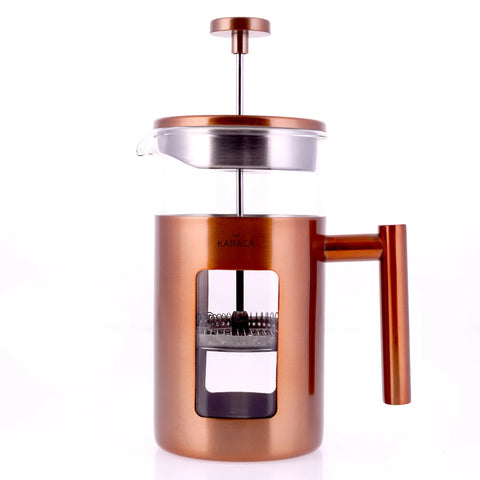 Cafetière à piston Karaca en verre borosilicate et cuivre, 1 000 ml