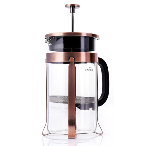 Cafetière à piston Karaca en verre borosilicate et cuivre, 1 000 ml