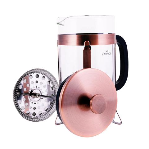 Cafetière à piston Karaca en verre borosilicate et cuivre, 1 000 ml