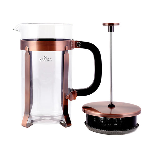 Cafetière à piston Karaca en verre borosilicate et cuivre, 1 000 ml