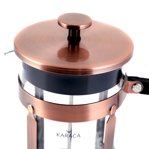 Cafetière à piston Karaca en verre borosilicate et cuivre, 1 000 ml