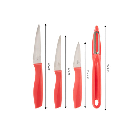 Ensemble de couteaux Karaca Peel, 4 pièces, rouge