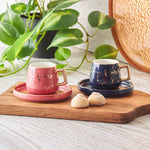 Coffret de 2 tasses à café Karaca Marble, 80 ml, Rose Bleu