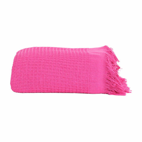 Jeté de lit Karaca Home Coloro Gaufre pour lit 2 personnes, fuchsia multi