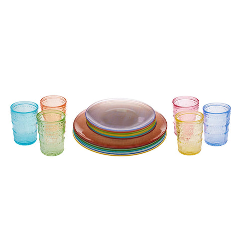 Set de verres, de plats et de pâtes Karaca Festival pour 6 personnes,18 pièces