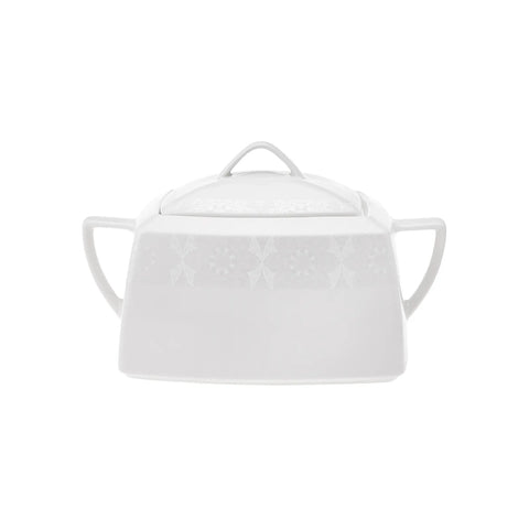 Service de table Karaca New Suha en porcelaine pour 12 personnes, 60 pièces carrées/rectangulaires, couleur crème