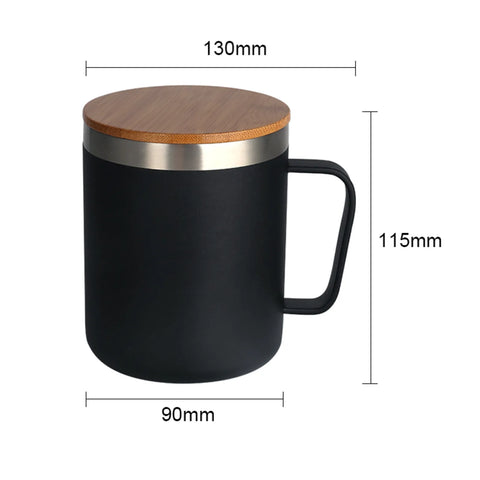 Mug de voyage Karaca avec couvercle en bois, noir mat