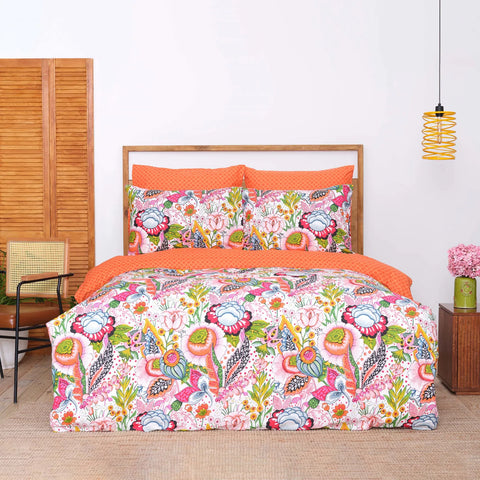 Parure de lit Sarah Anderson Mitsy avec taies d’oreiller et housse de couette 100 % coton pour lit double, orange