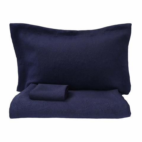 Parure de lit Karaca Home Lafel avec couverture pour lit double, bleu marine