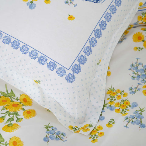 Parure de lit Karaca Home Enola avec taies d’oreiller et housse de couette 100 % coton pour lit double, jaune