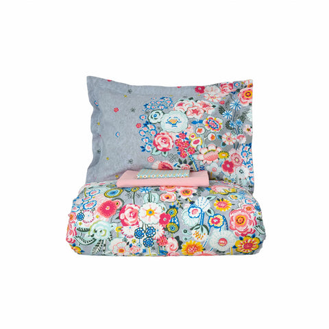 Parure de lit Karaca Home Dulce avec housse de couette 100 % coton pour lit double, bleu