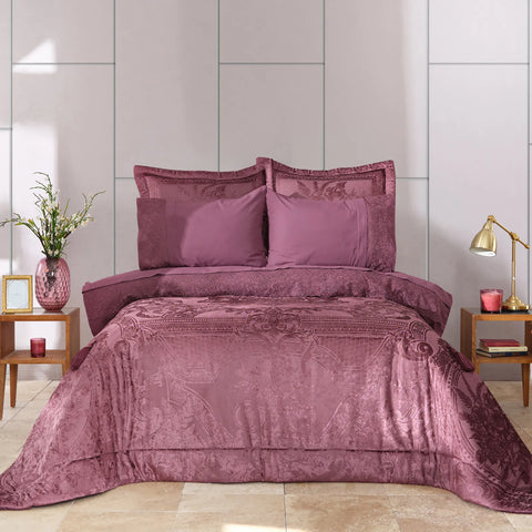 Parure de lit Karaca Home Victoria pour lit 2 personnes, 7 pièces, violet