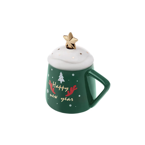 Mug Karaca New Year avec étoiles, vert, 360 ml