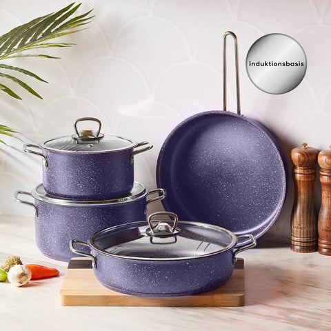 Batterie de cuisine Karaca Biogranit Steel Plus, 7 pièces, violet