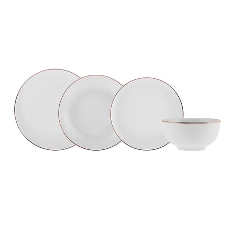 Service de table Karaca Leon en porcelaine pour 6 personnes, 24 pièces, couleur or rose